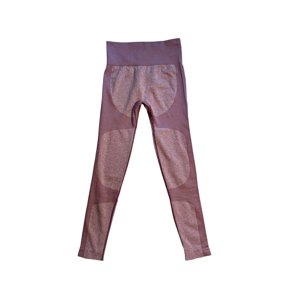Seamless High Waisted Contour Leggings Mauve Marled Ribbed Activewear Size Small